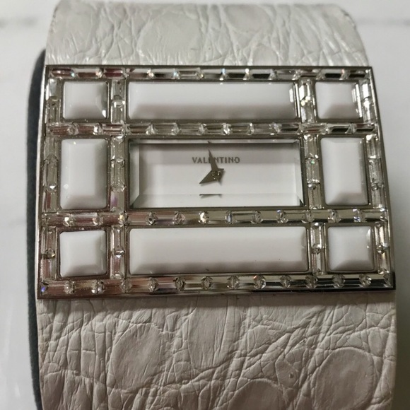 Valentino Jewelry - Valentino White Leather Cuff Watch